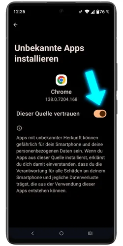 Installationsberechtigungen aktivieren
