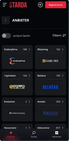 Spielanbieter in der Starda Casino App – Endorphina, BGaming, Amatic und weitere Entwickler