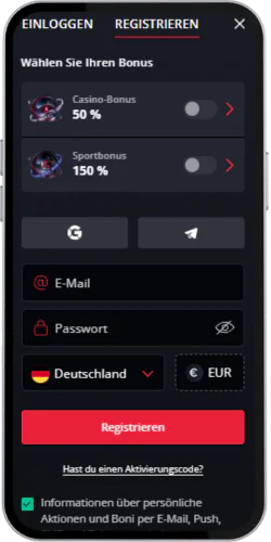 Starda Registrieren Sie sich