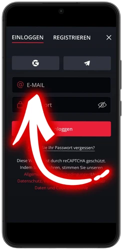 Starda E-Mail eingeben