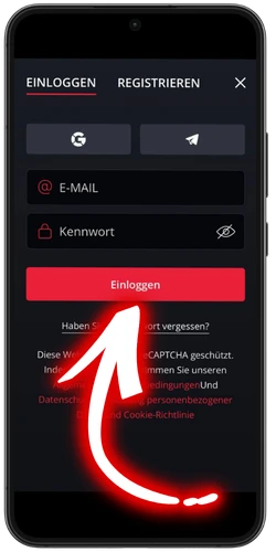 Starda „Einloggen" tippen