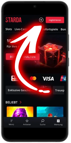 Starda Login-Symbol tippen